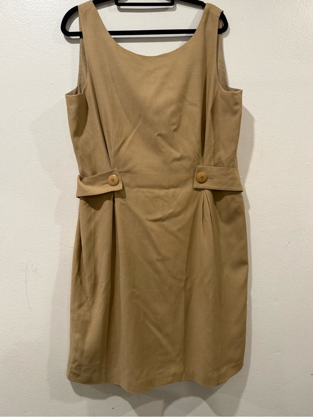 Talbots Tan Dress with Button-Tab Detail